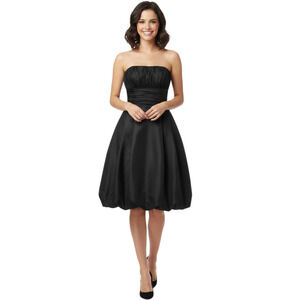 Mori Lee Junior Dress Sz 9/10 Black Strapless Balloon Hem Cocktail Party Wedding